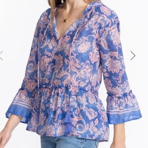 Johnny Was Floral Ruffle Blouse